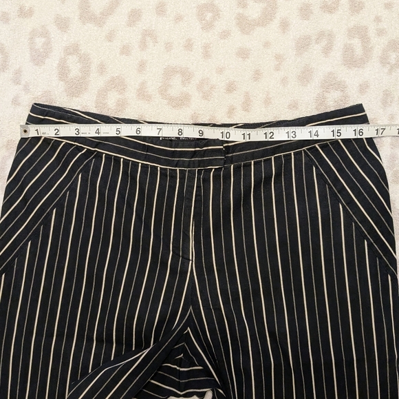 Nicole Miller Y2K Low Rise Black White Beige Striped Pants Long 12 Addams Family - Picture 3 of 12